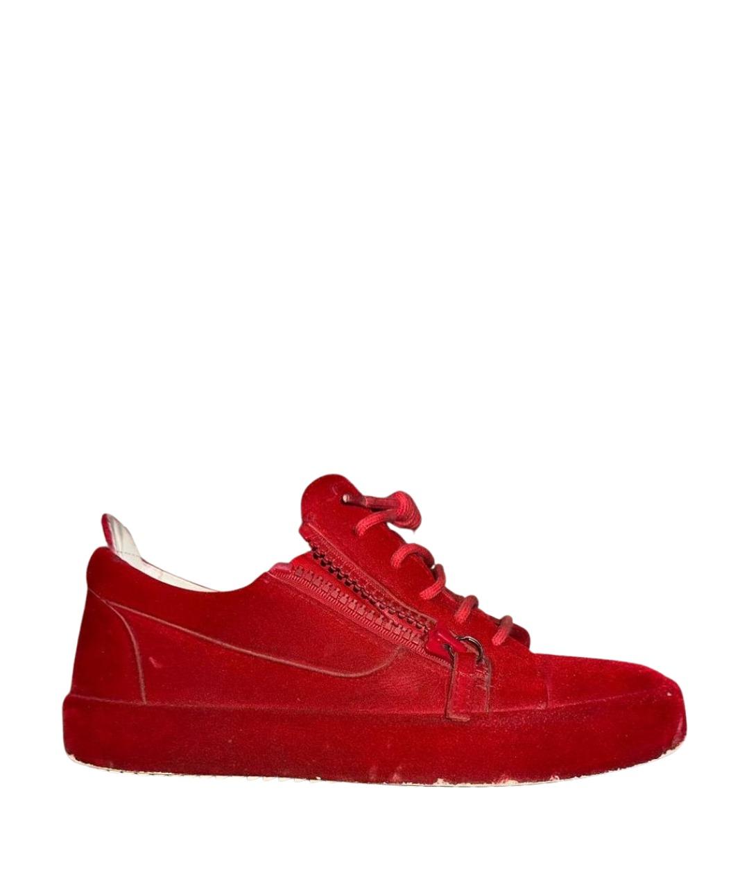 GIUSEPPE ZANOTTI DESIGN Красные бархатные кеды, фото 1
