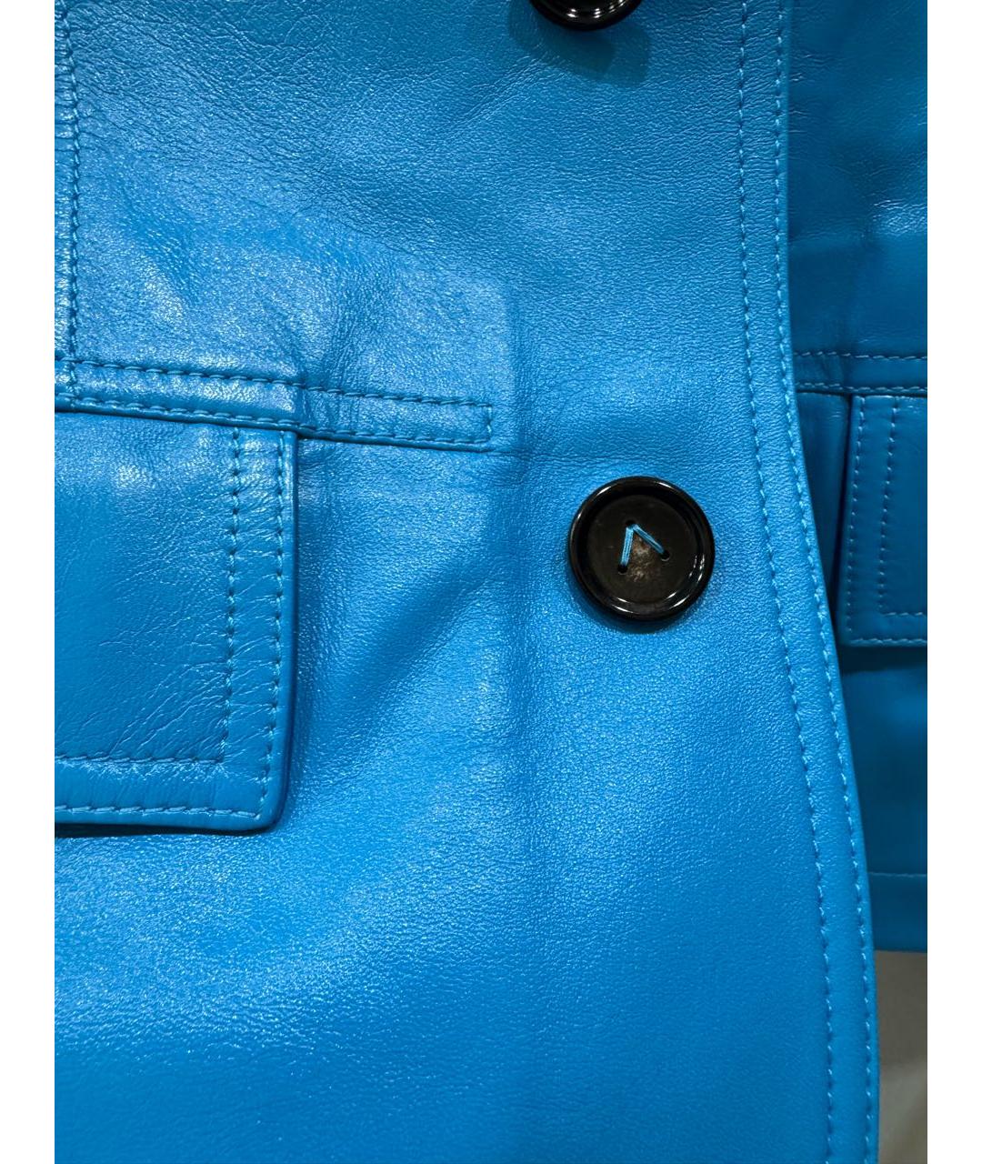 BOTTEGA VENETA Бирюзовая кожаная куртка, фото 4