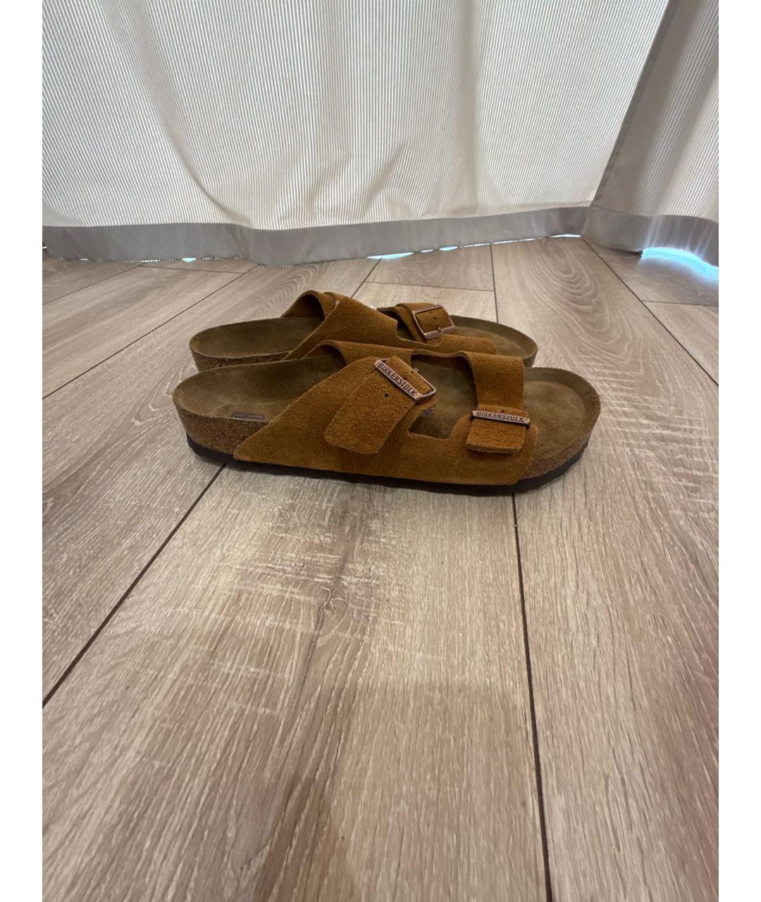 BIRKENSTOCK Коричневые замшевые шлепанцы, фото 5