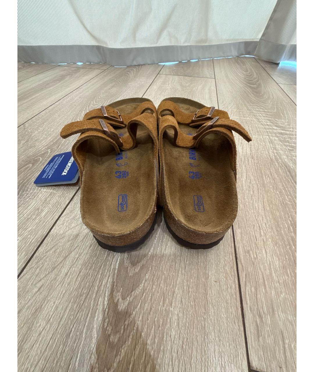 BIRKENSTOCK Коричневые замшевые шлепанцы, фото 4