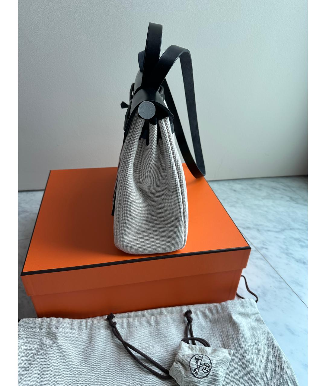 HERMES Бежевая хлопковая сумка через плечо, фото 4