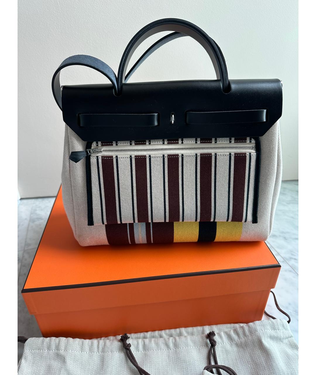 HERMES Бежевая хлопковая сумка через плечо, фото 2