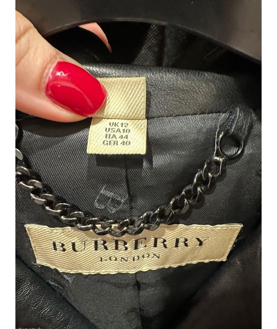 BURBERRY Черная кожаная куртка, фото 5