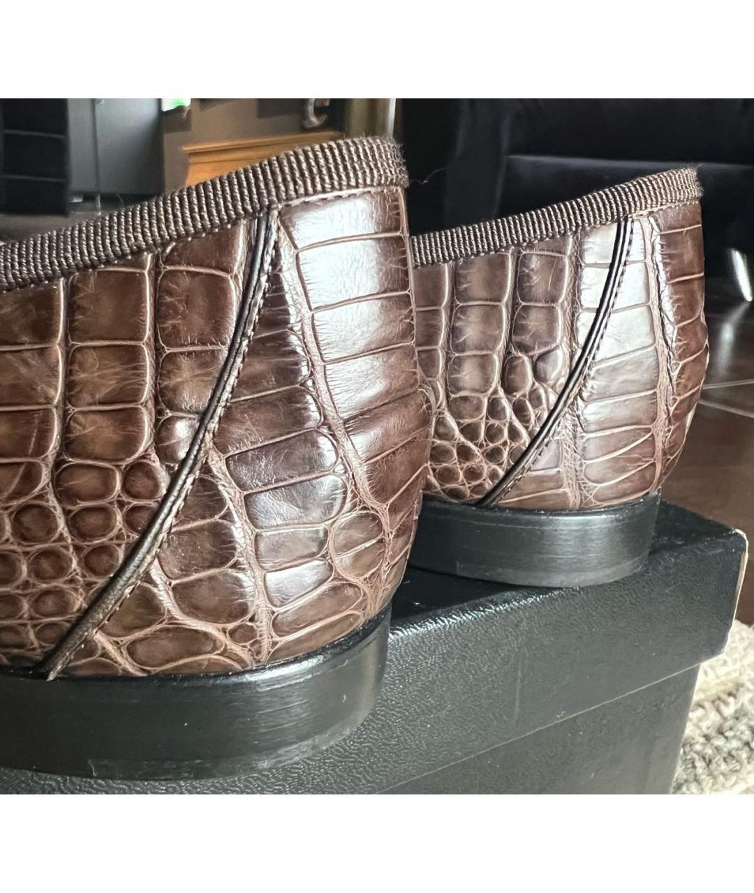 CHANEL Коричневые балетки из экзотической кожи, фото 4