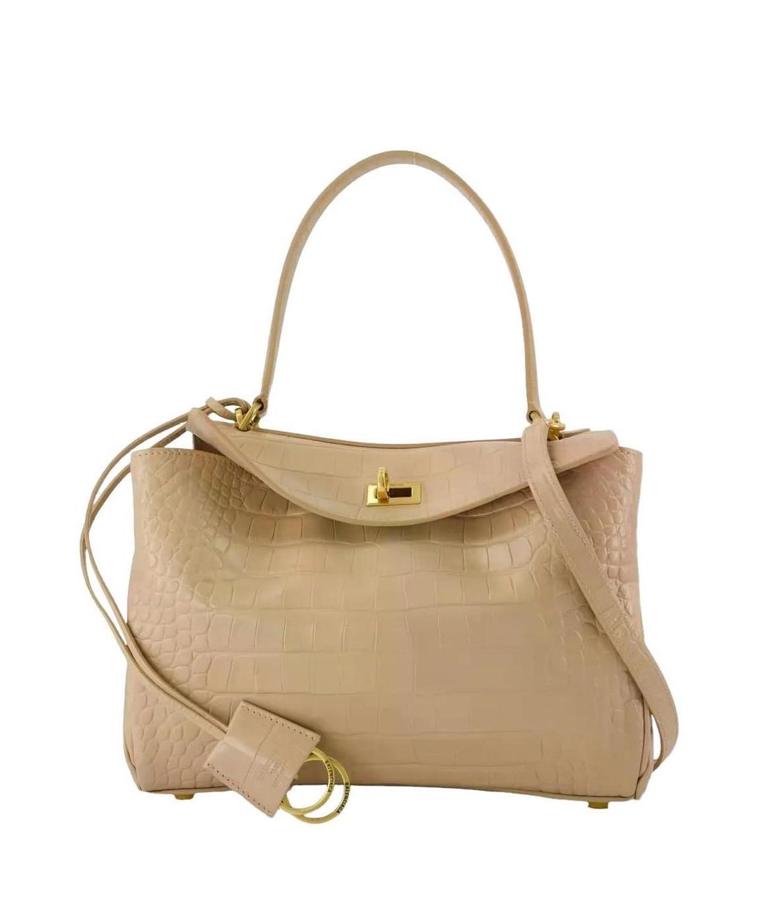 BALENCIAGA Бежевая сумка с короткими ручками из лакированной кожи, фото 2