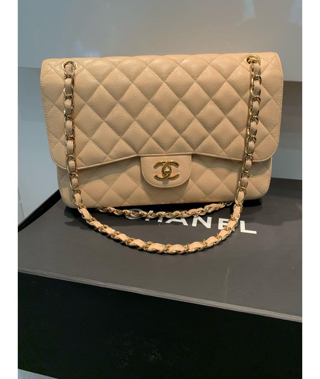 CHANEL Бежевая кожаная сумка через плечо, фото 9