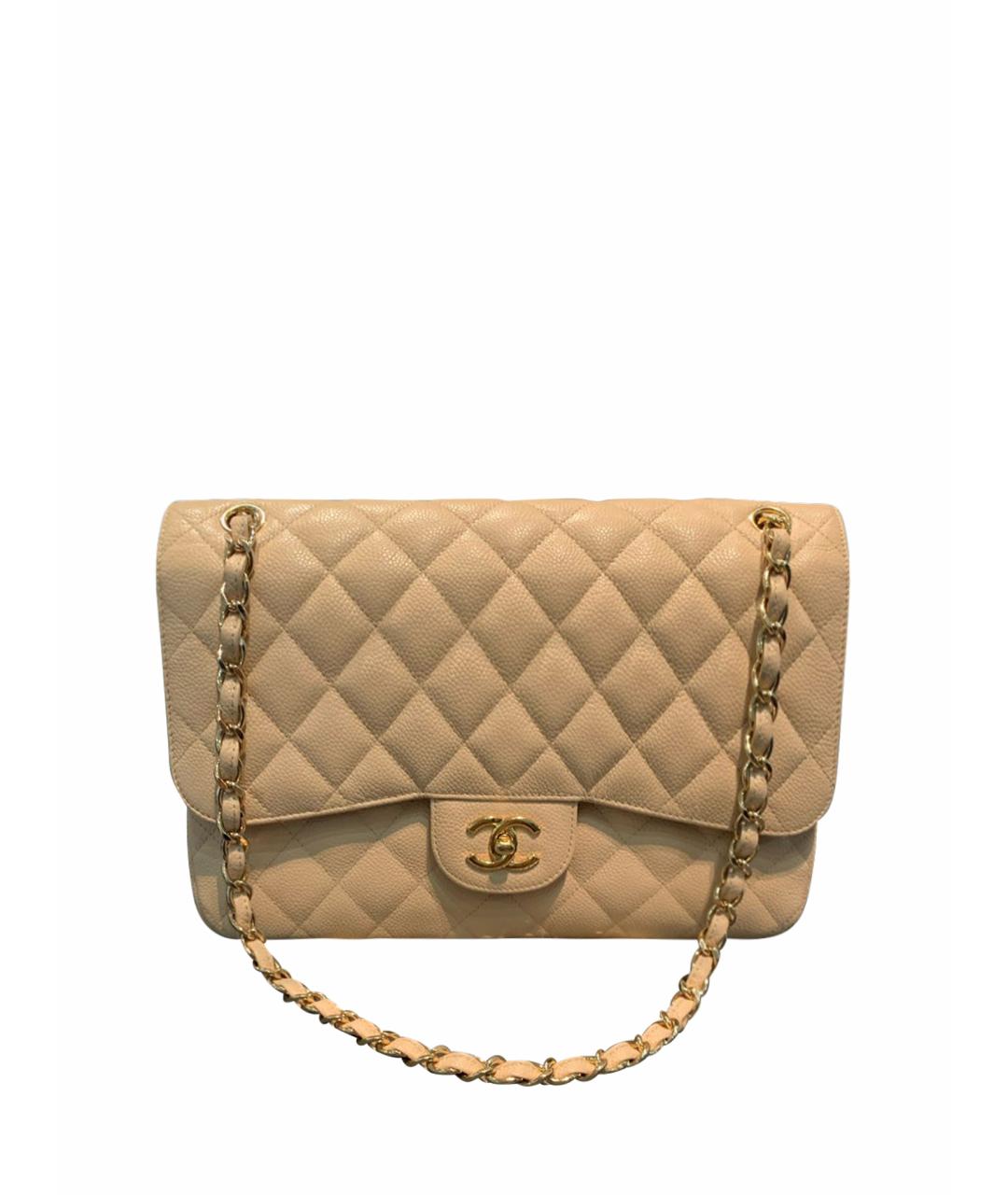 CHANEL Бежевая кожаная сумка через плечо, фото 1