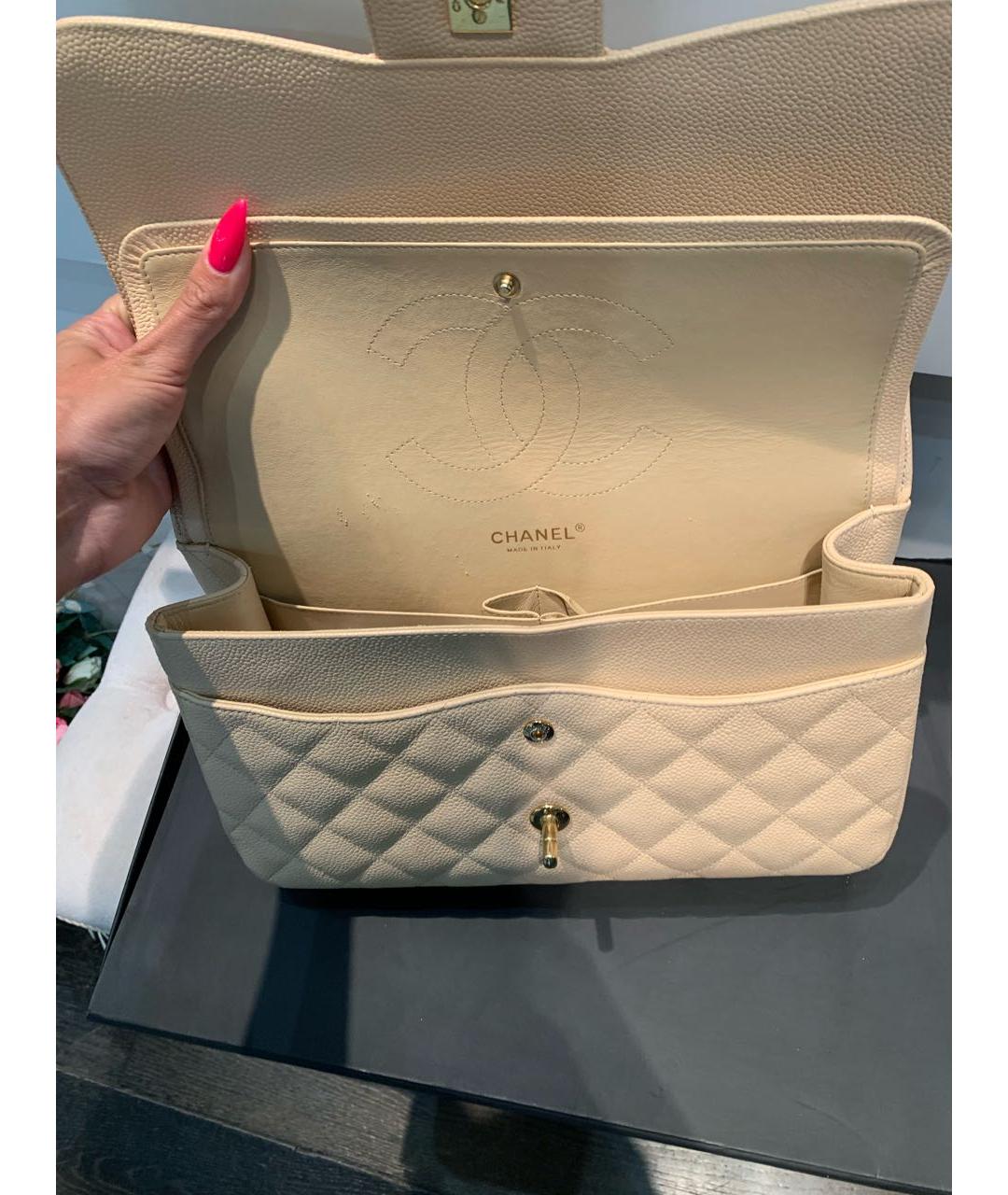 CHANEL Бежевая кожаная сумка через плечо, фото 2