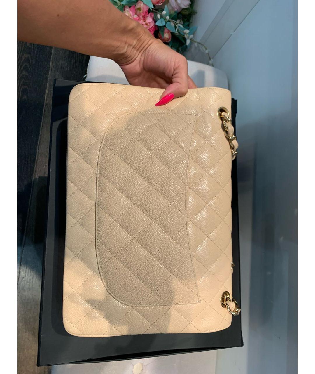 CHANEL Бежевая кожаная сумка через плечо, фото 3