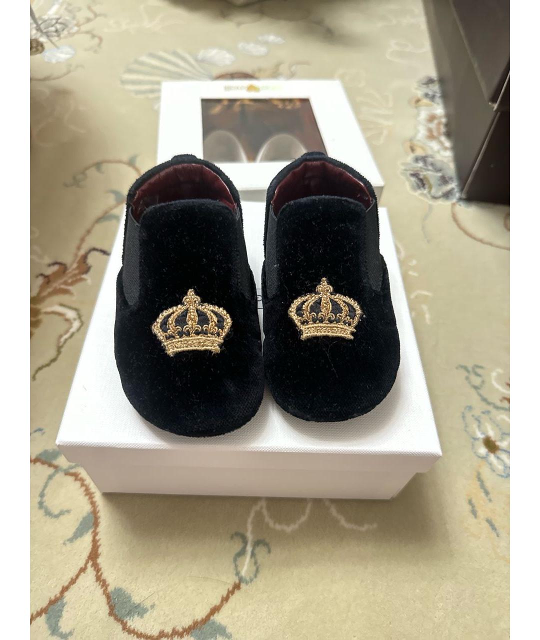 DOLCE&GABBANA Черные бархатные лоферы и мокасины, фото 2