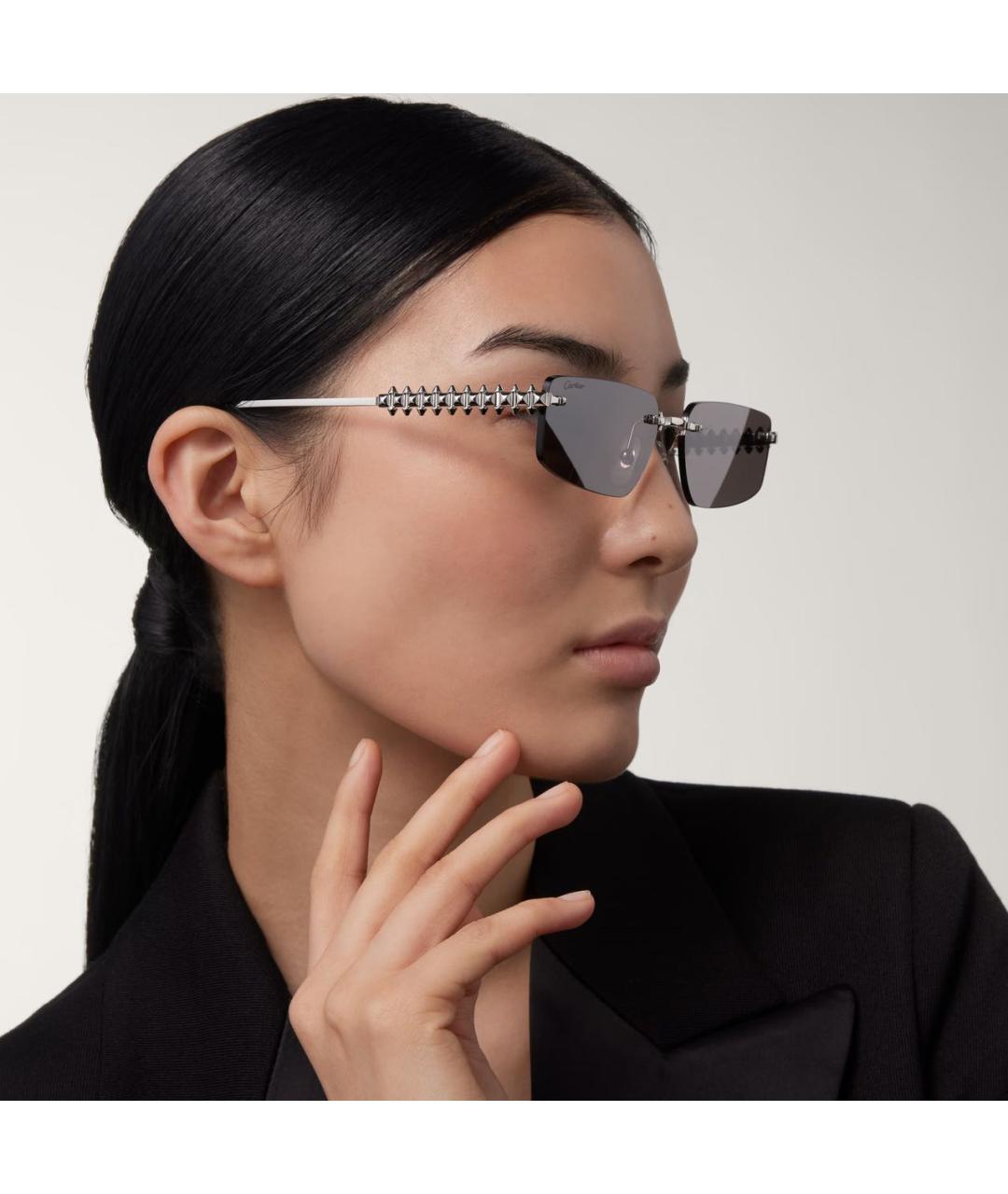 CARTIER Черные металлические солнцезащитные очки, фото 3