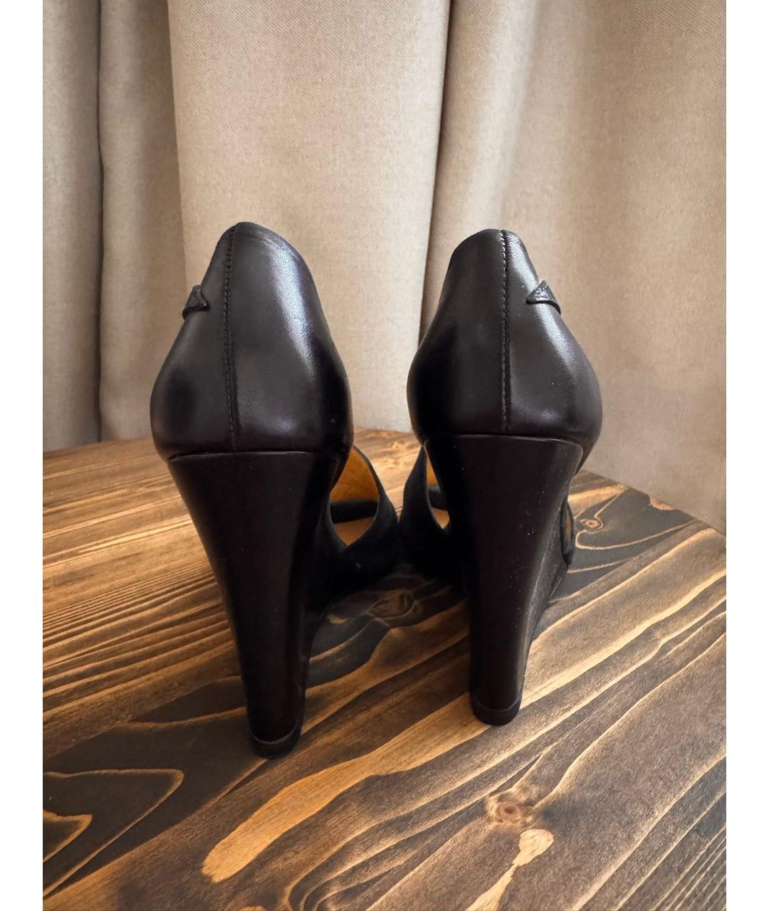 BALENCIAGA Черные кожаные босоножки, фото 4