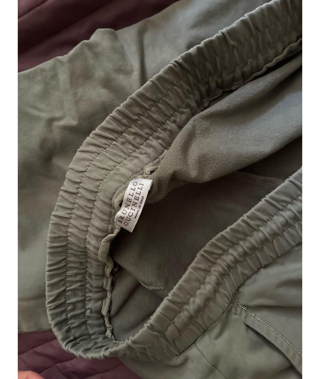 BRUNELLO CUCINELLI Зеленые хлопковые спортивные брюки и шорты, фото 3