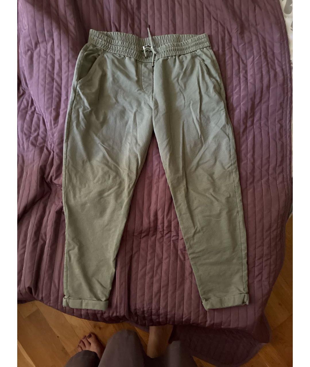 BRUNELLO CUCINELLI Зеленые хлопковые спортивные брюки и шорты, фото 5