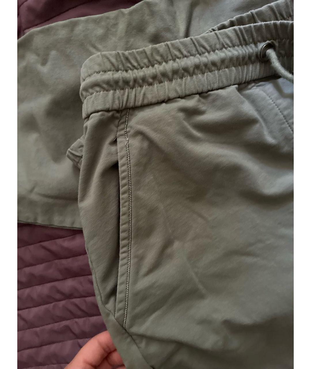 BRUNELLO CUCINELLI Зеленые хлопковые спортивные брюки и шорты, фото 4