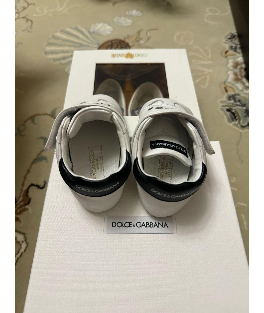 DOLCE&GABBANA Белые кожаные пинетки, фото 3