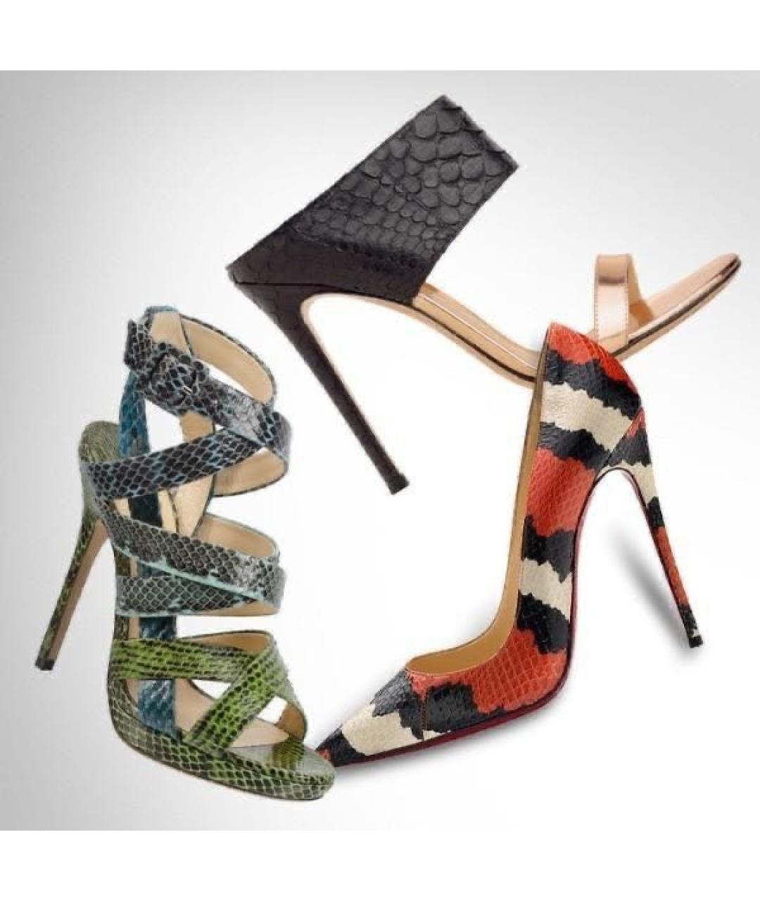 JIMMY CHOO Зеленые босоножки из экзотической кожи, фото 6