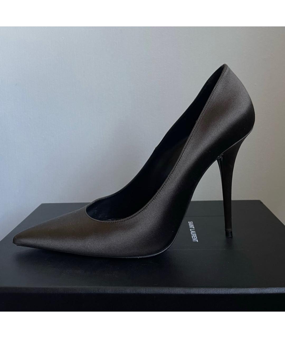 SAINT LAURENT Коричневые текстильные туфли, фото 7