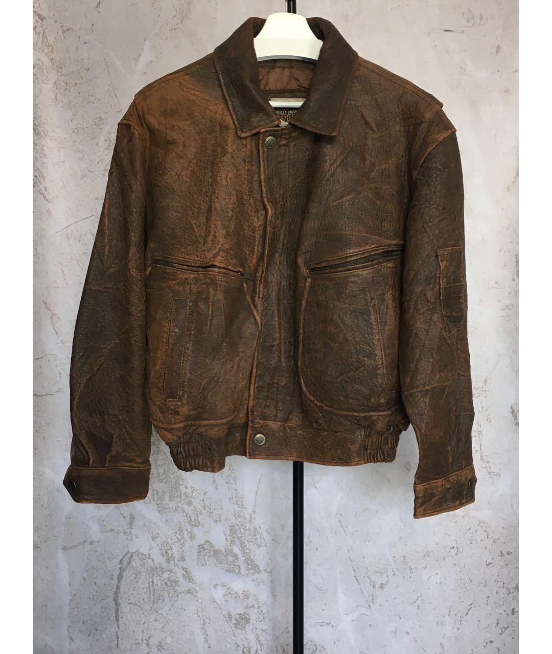 Harley Davidson Коричневая кожаная куртка, фото 9