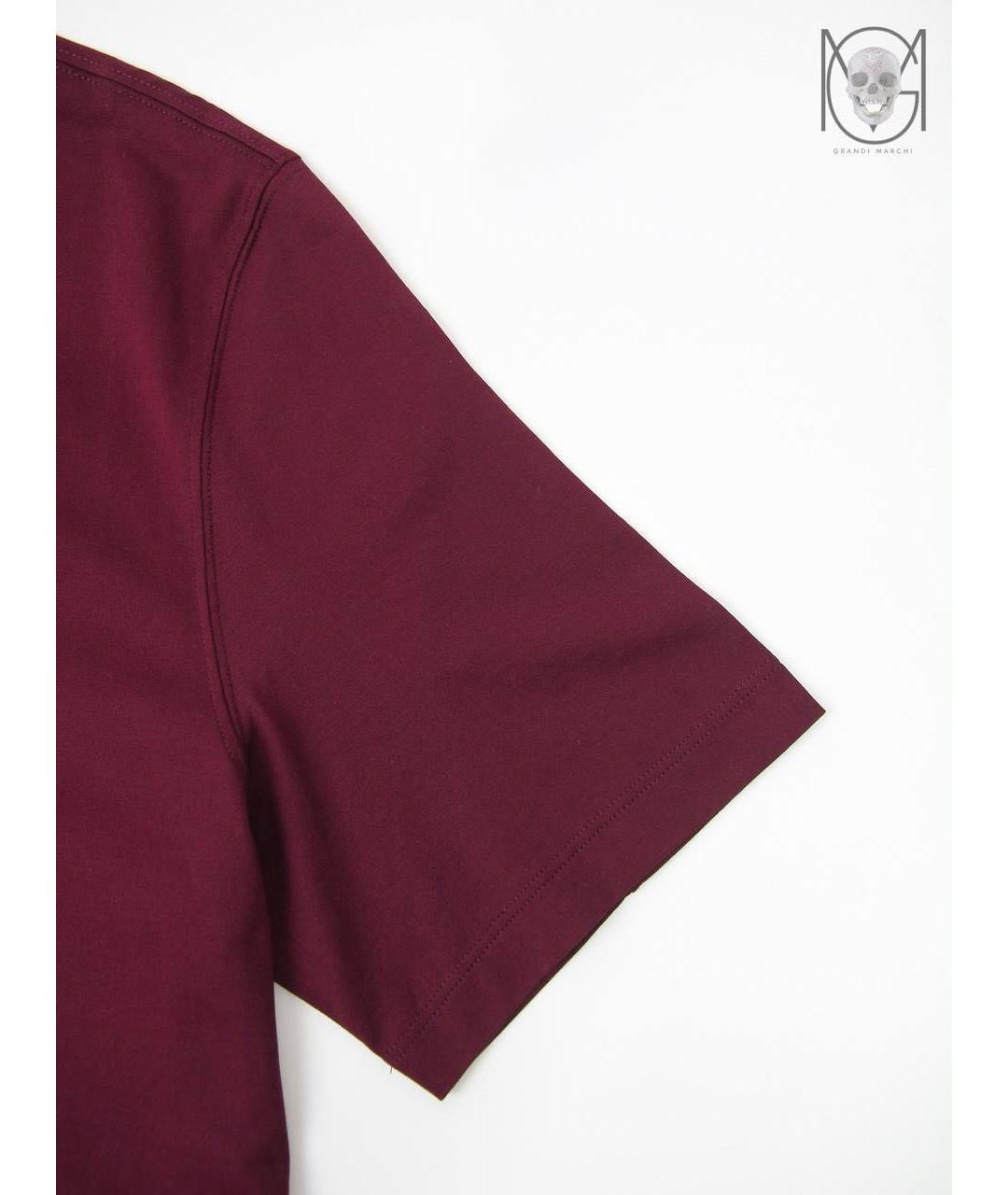 BRUNELLO CUCINELLI Бордовая хлопковая футболка, фото 6