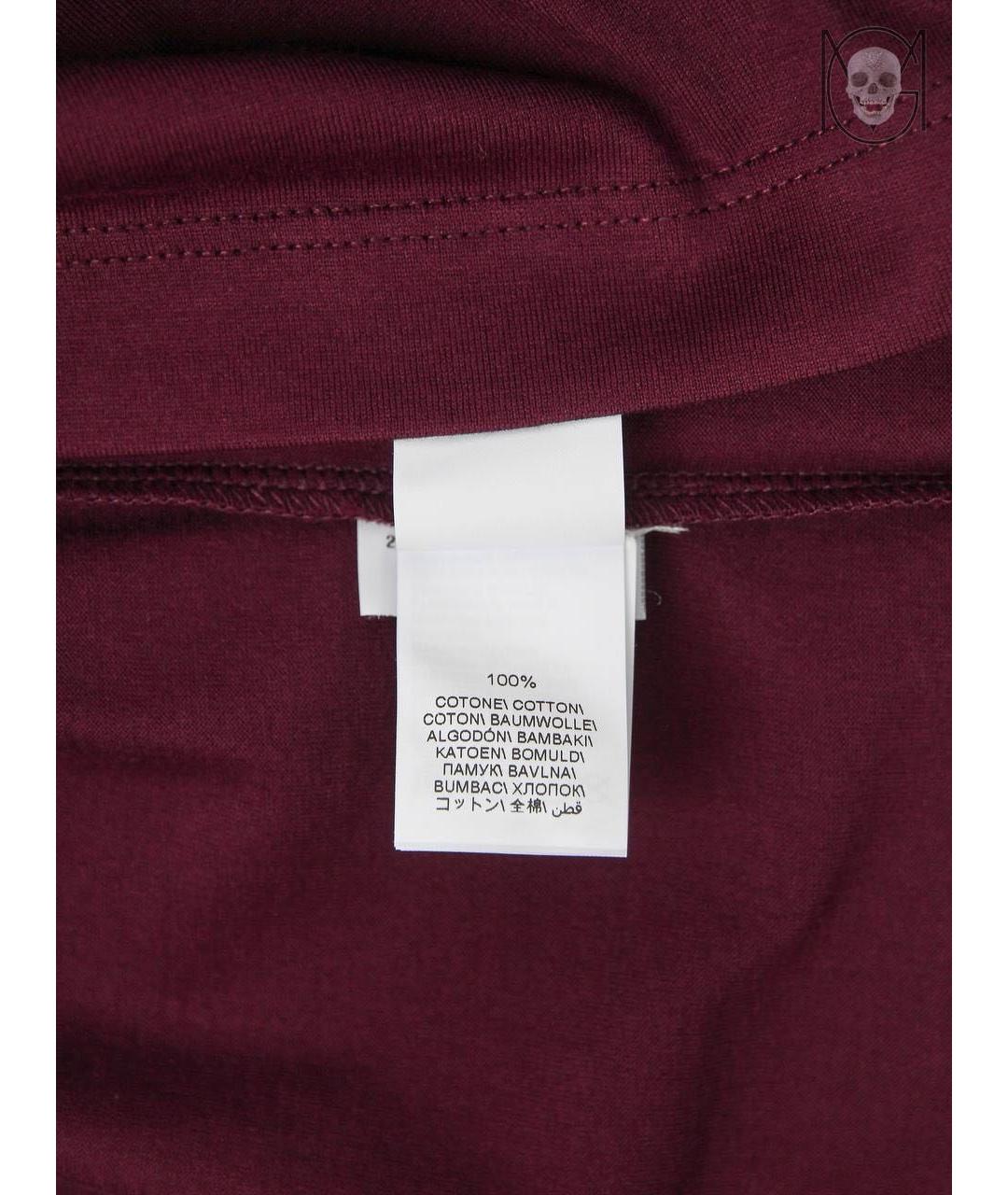 BRUNELLO CUCINELLI Бордовая хлопковая футболка, фото 4