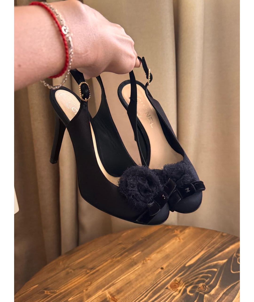 CHANEL Черные текстильные туфли, фото 5