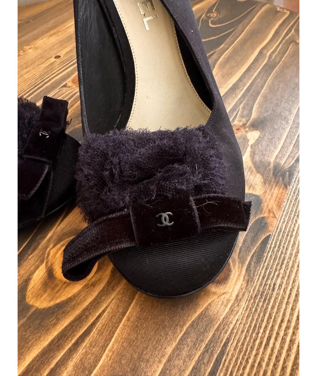 CHANEL Черные текстильные туфли, фото 4