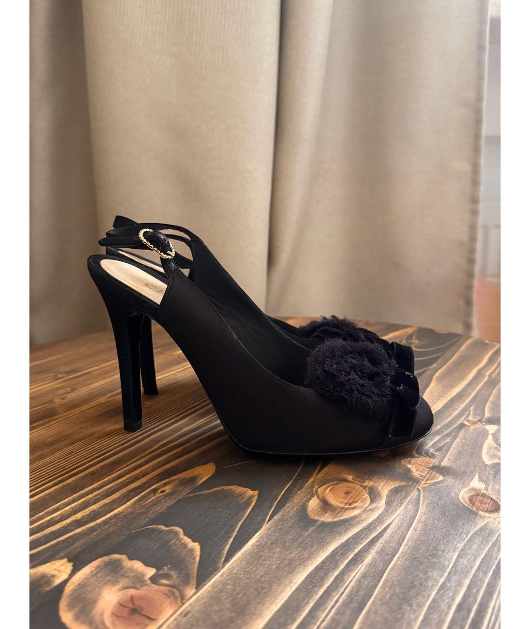 CHANEL Черные текстильные туфли, фото 6