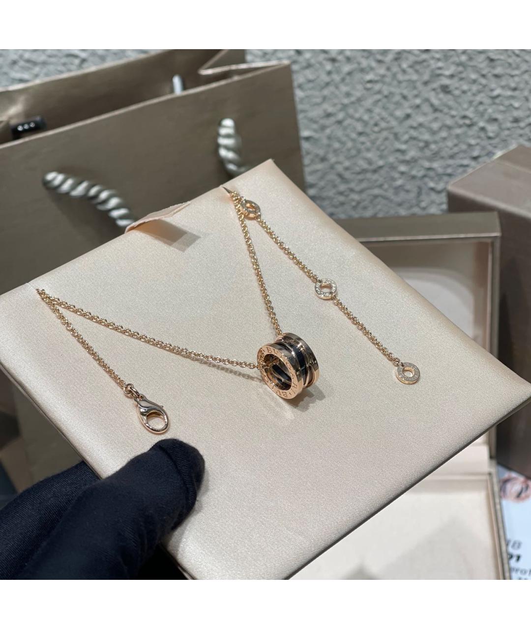 BVLGARI Черное колье из розового золота, фото 4