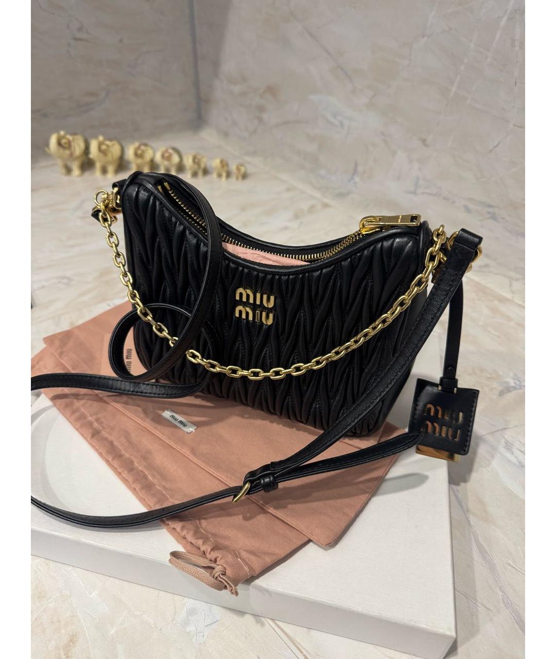 MIU MIU Черная кожаная сумка через плечо, фото 5