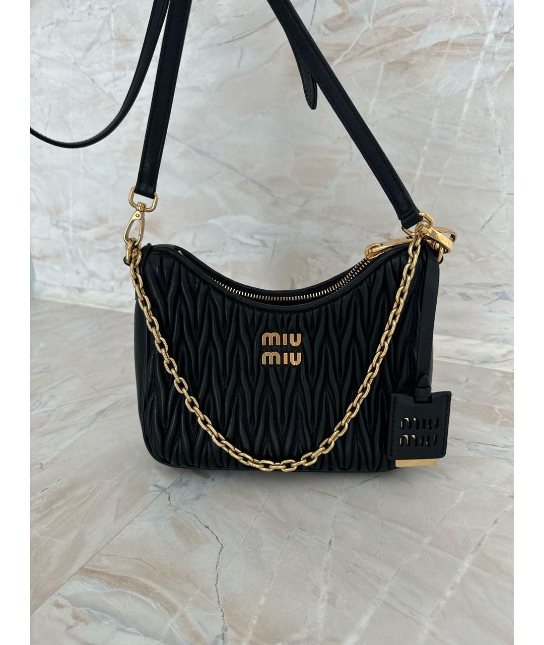 MIU MIU Черная кожаная сумка через плечо, фото 7