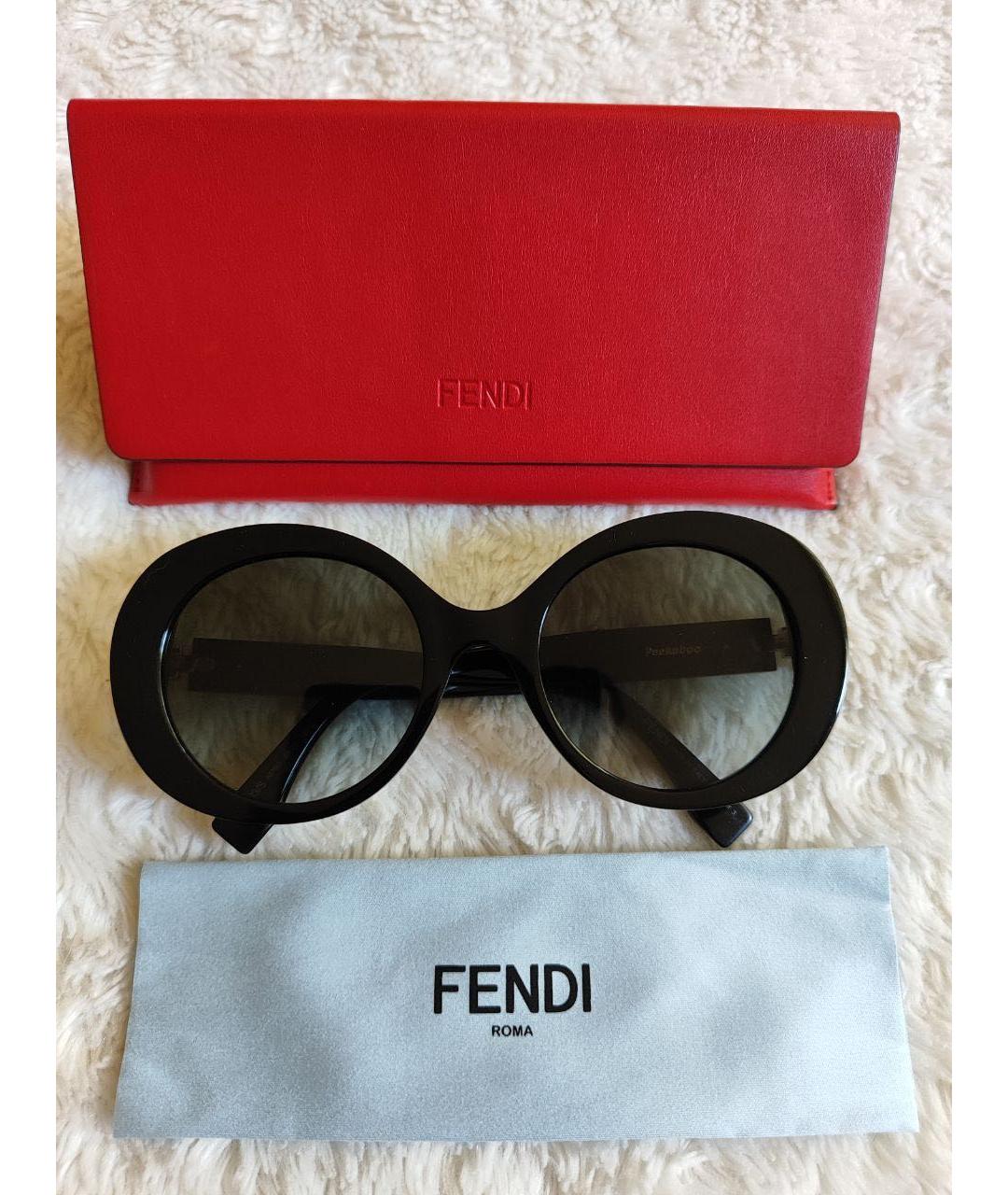 FENDI Черные пластиковые солнцезащитные очки, фото 4