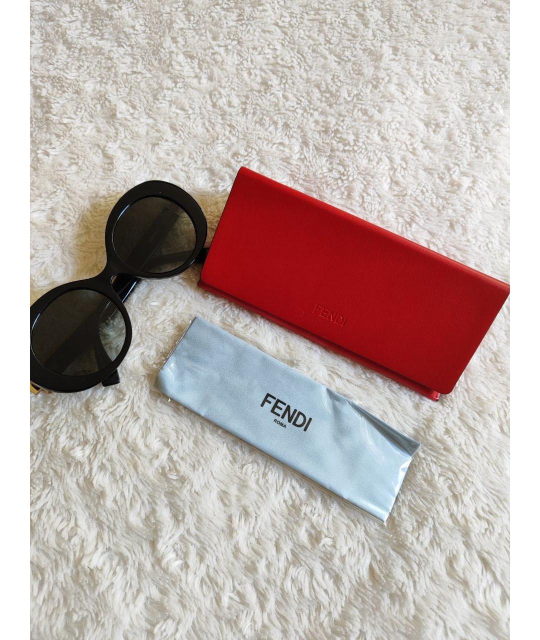 FENDI Черные пластиковые солнцезащитные очки, фото 4