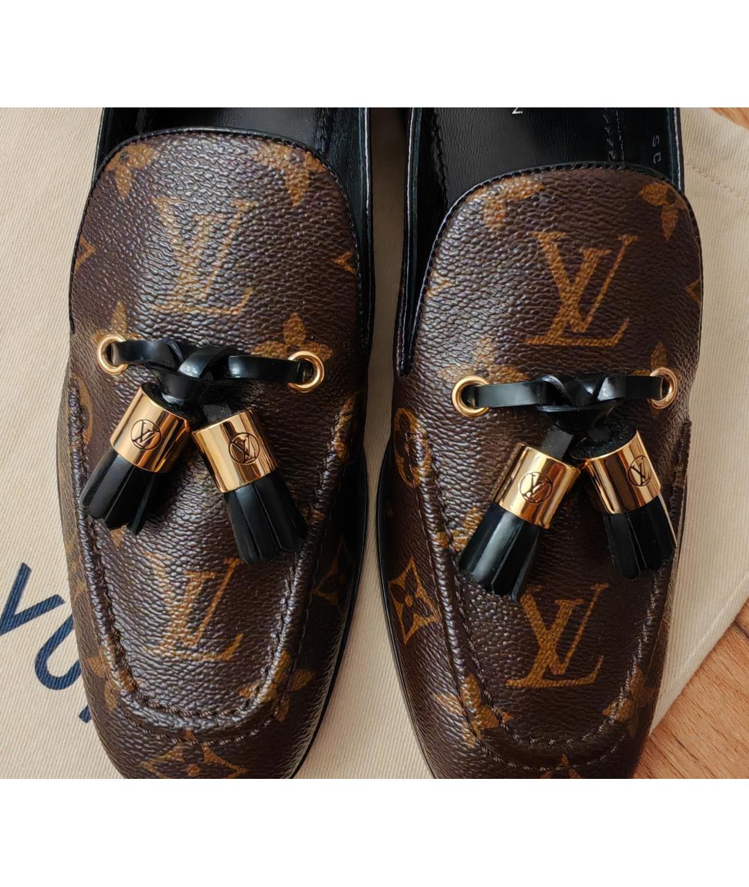 LOUIS VUITTON Коричневые кожаные лоферы, фото 3
