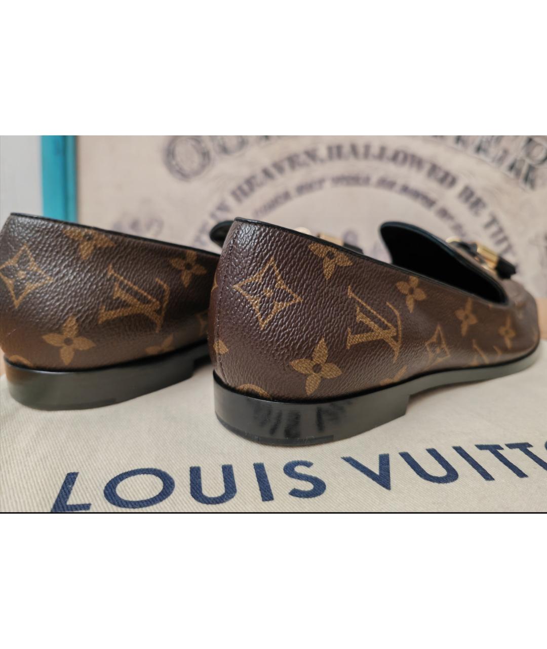 LOUIS VUITTON Коричневые кожаные лоферы, фото 3