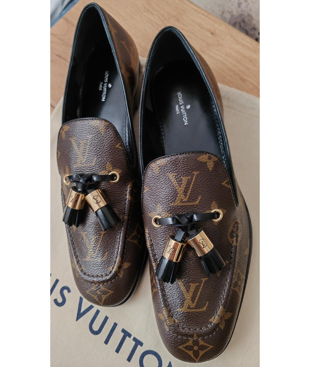 LOUIS VUITTON Коричневые кожаные лоферы, фото 2
