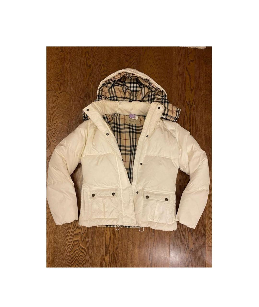 BURBERRY Белый полиэстеровый пуховик, фото 7