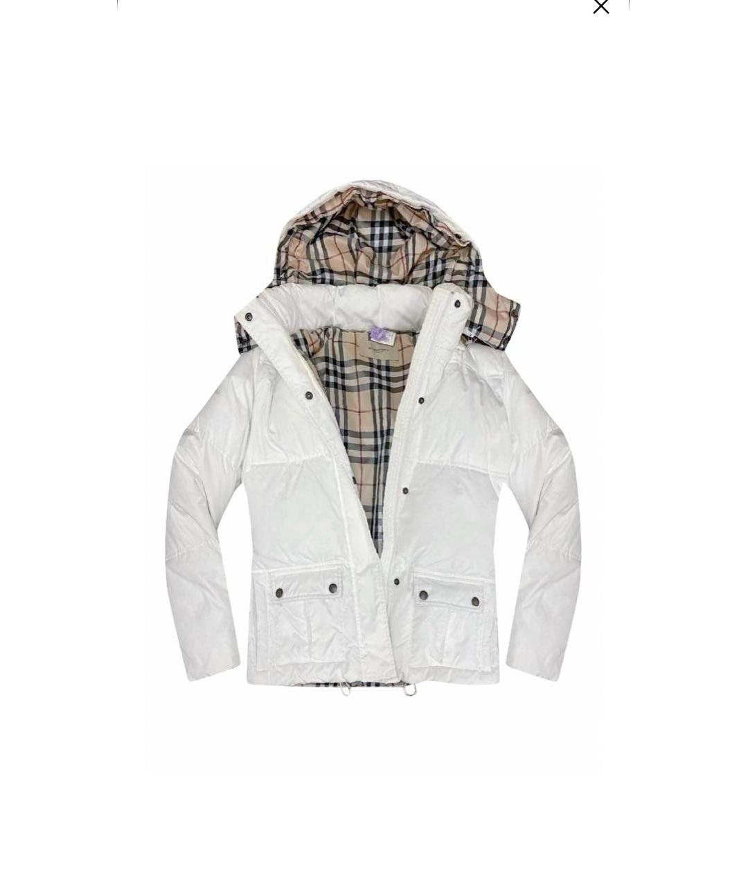 BURBERRY Белый полиэстеровый пуховик, фото 2