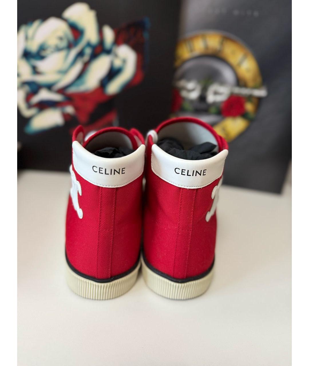 CELINE Красные текстильные кеды, фото 4