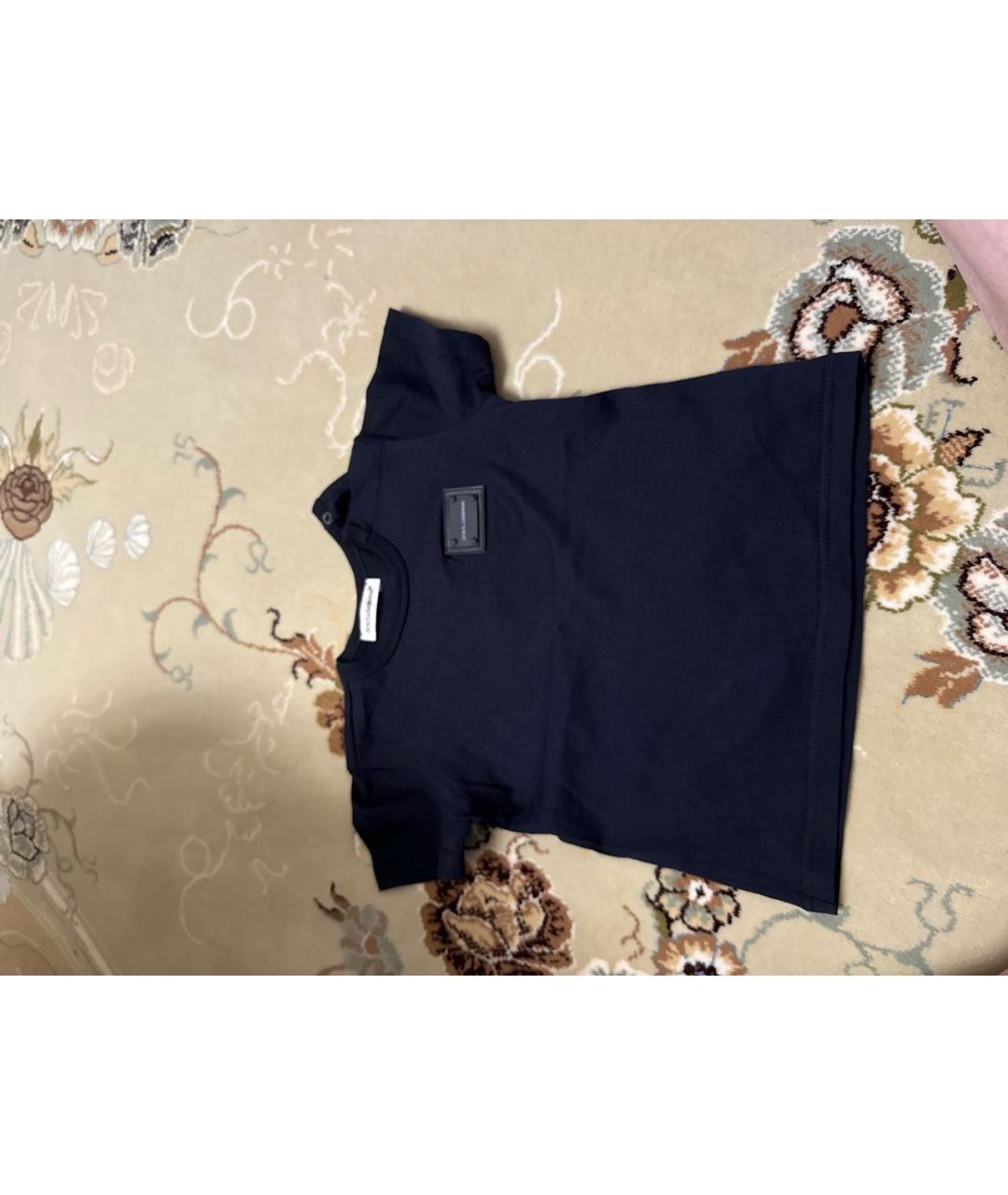 DOLCE&GABBANA Темно-синяя хлопковая детская футболка, фото 5
