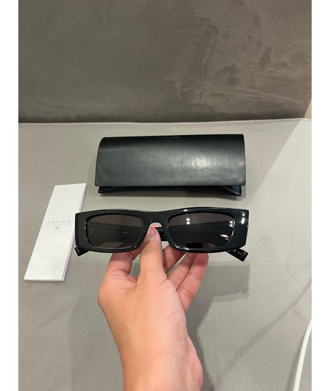 SAINT LAURENT Черные пластиковые солнцезащитные очки, фото 4