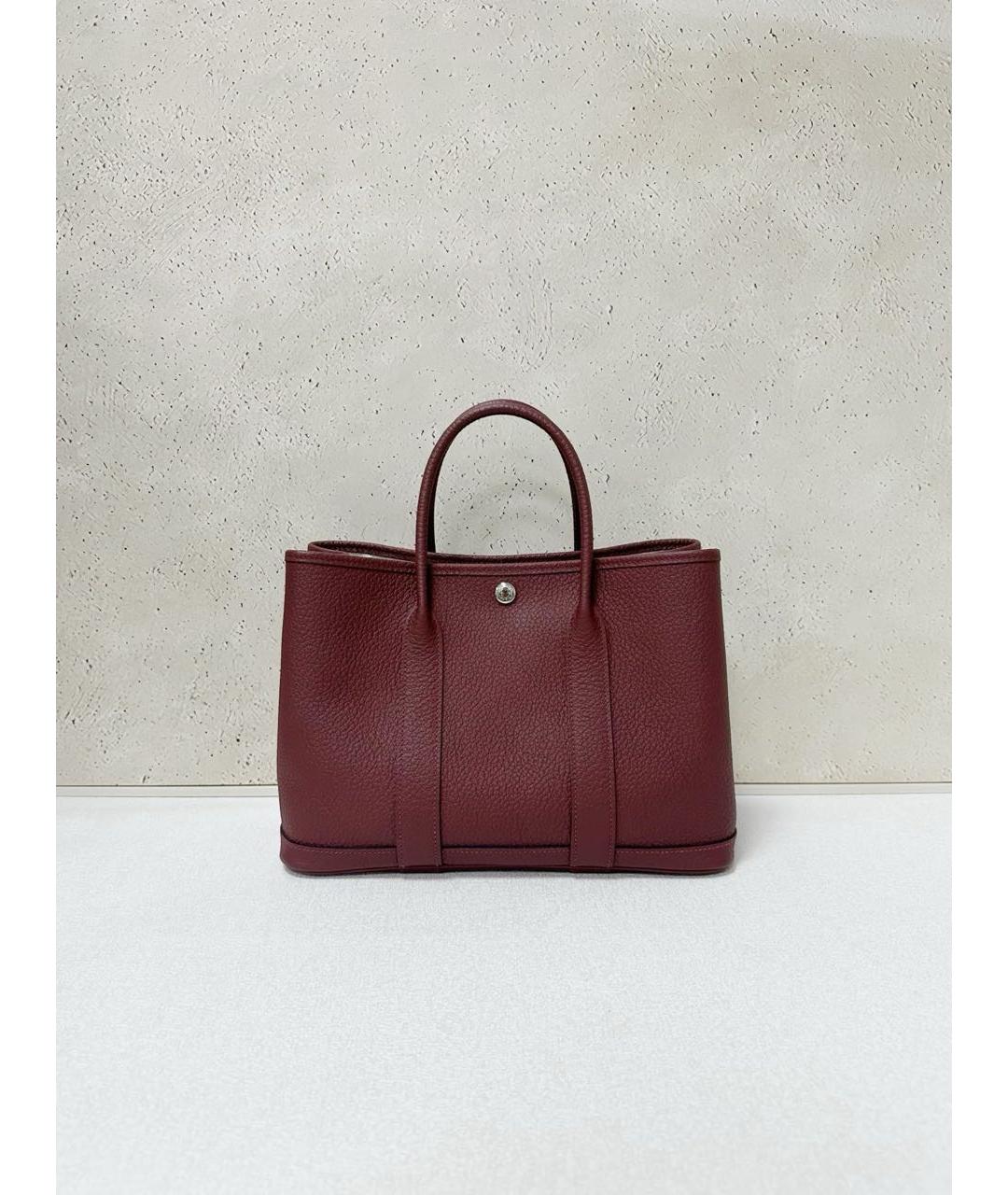 HERMES Бордовая кожаная сумка тоут, фото 2