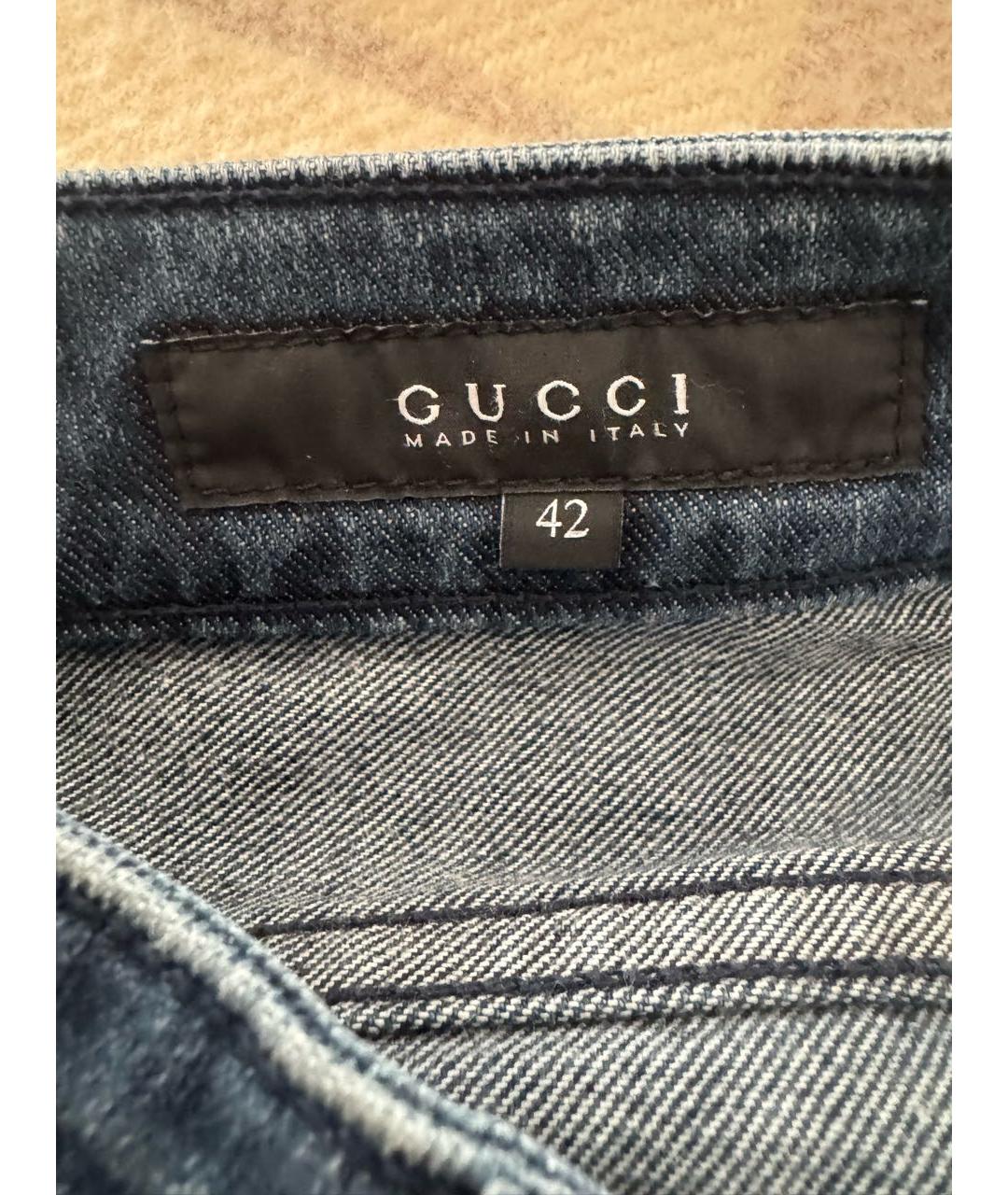 GUCCI Синие хлопковые прямые джинсы, фото 4