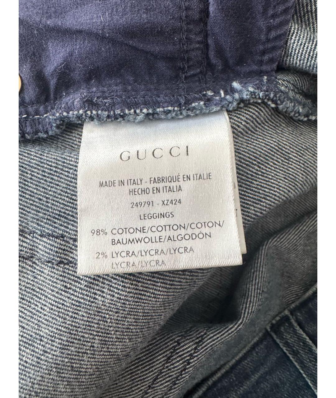 GUCCI Синие хлопковые прямые джинсы, фото 5
