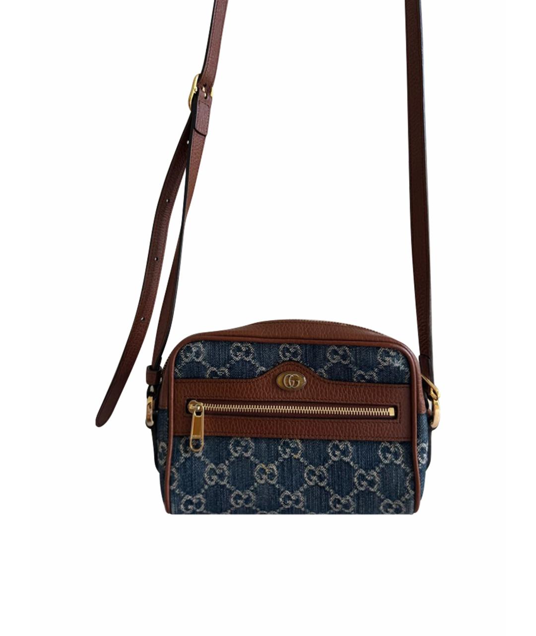 GUCCI Темно-синяя деним сумка через плечо, фото 1