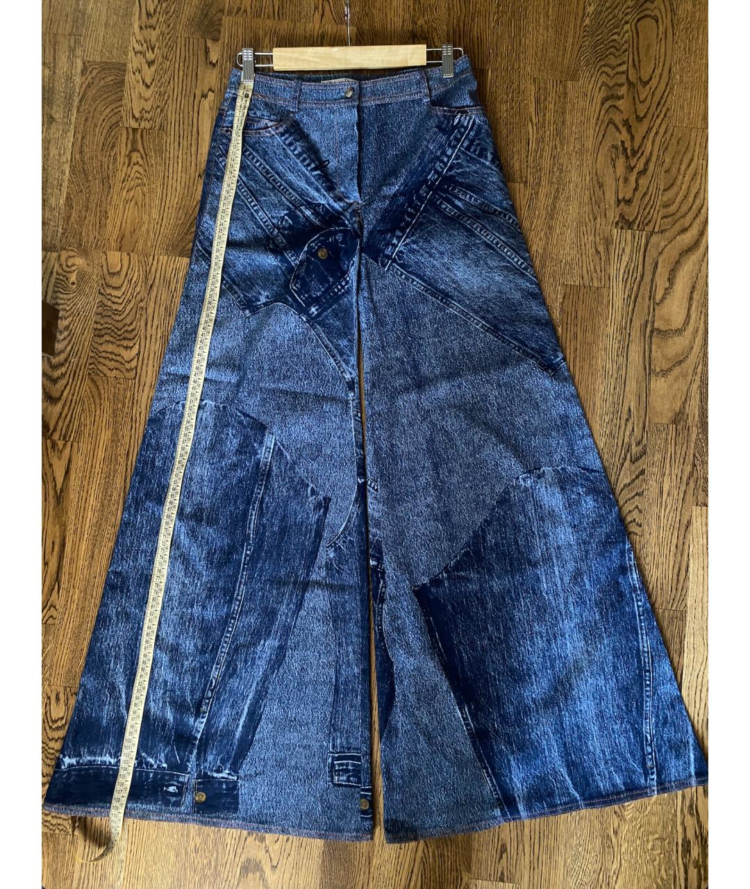 CHRISTIAN DIOR Синие хлопко-эластановые брюки широкие, фото 4