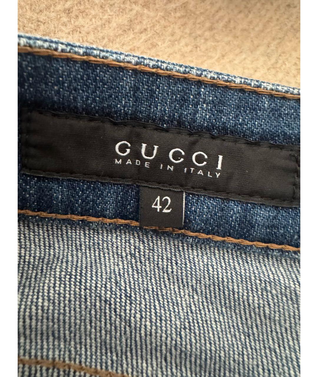 GUCCI Синие хлопковые прямые джинсы, фото 4