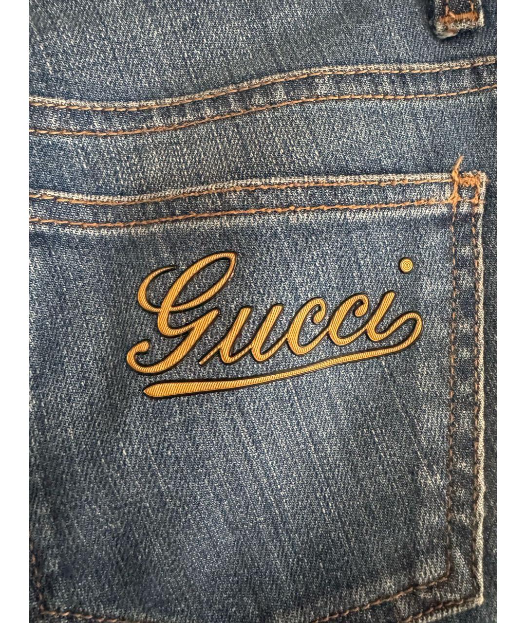 GUCCI Синие хлопковые прямые джинсы, фото 2