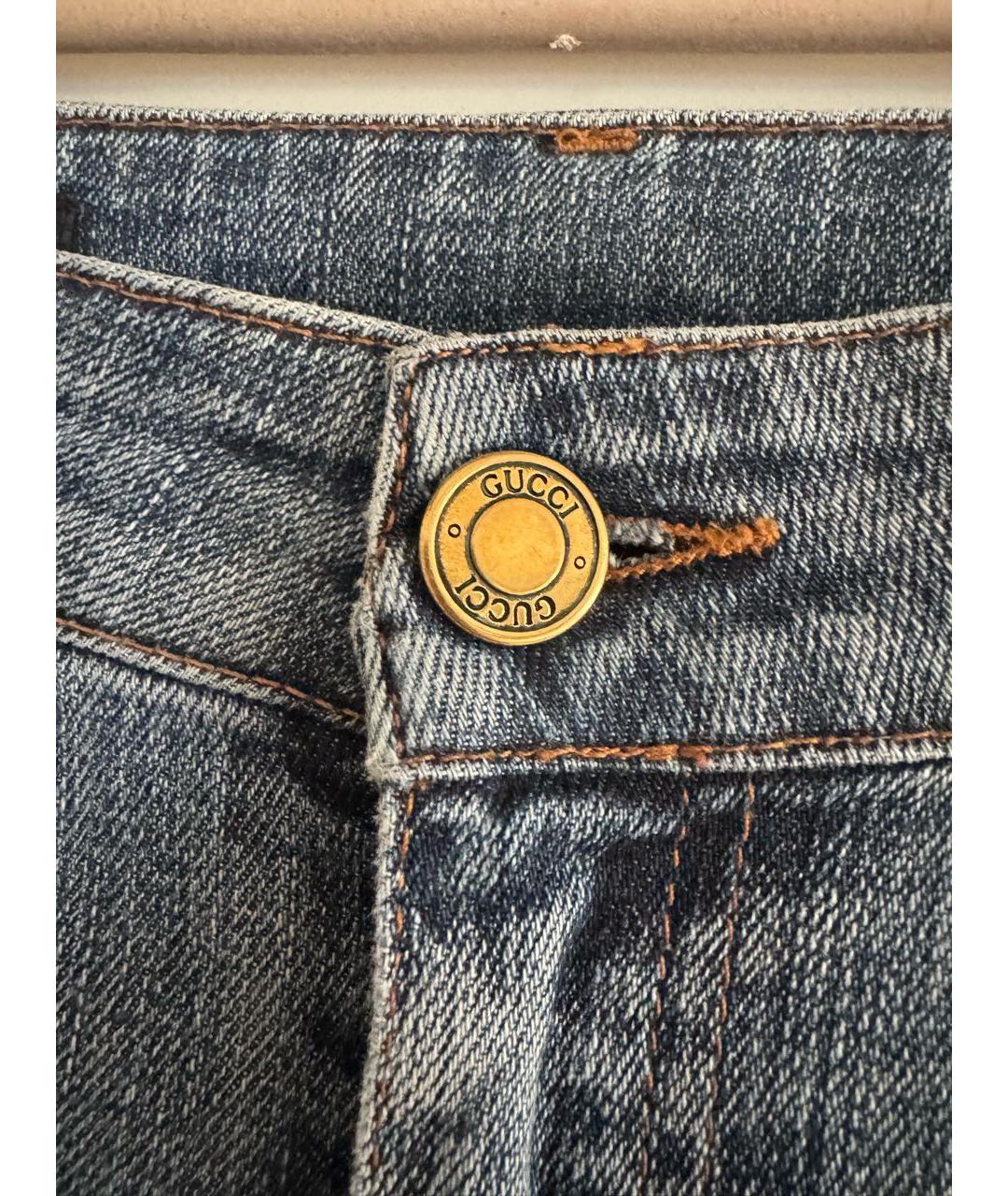 GUCCI Синие хлопковые прямые джинсы, фото 2