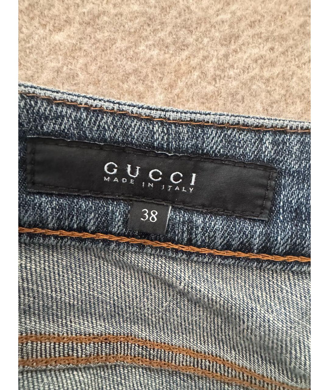 GUCCI Синие хлопковые прямые джинсы, фото 5